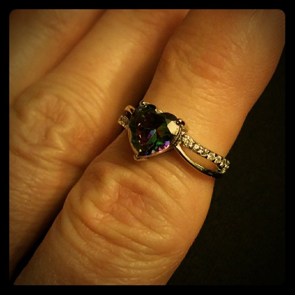 Heart shape rainbow ring
